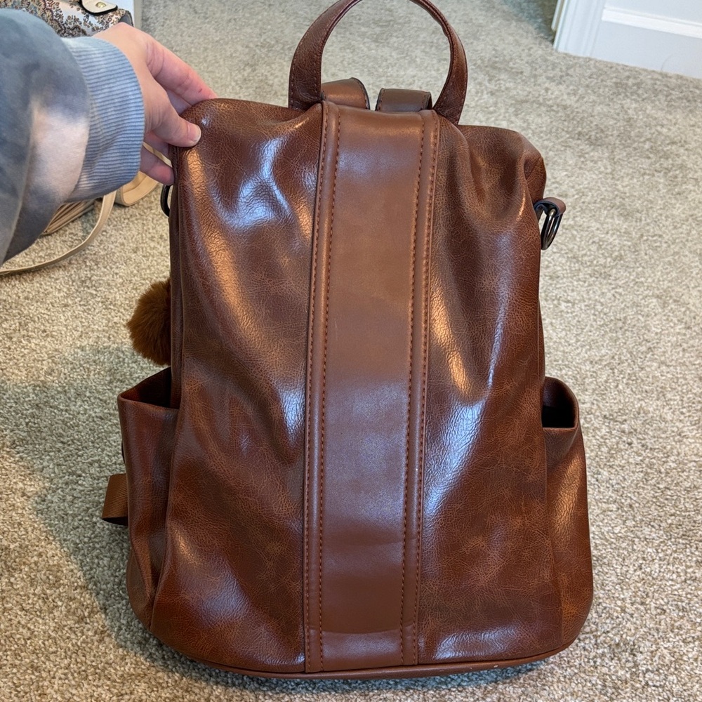 Leather Backpack for Women, Soft Rucksack Backpack with Anti-Theft Pocket